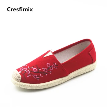 Cresfimix sapatos femininos ženy bežné jar & leto tanec ploché topánky lady roztomilý červený pošmyknúť na byty žena v pohode pohodlné topánky