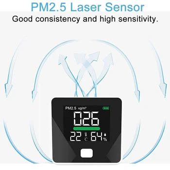 PM2.5Air Monitorovanie Kvality Digitálny Analyzátor Plynu Povinnosť Snímač Vzduchu Detektor Domov LED Displej Teplota a Vlhkosť Skúšobného Zariadenia