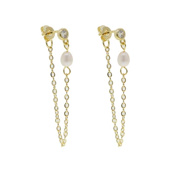 Drop ship zlatá farba náušnice šperky s Malými mini kolo white pearl korálkové strapec visieť Náušnice svadobné party Darček