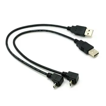1PC 27 cm Pravý Uhol USB 2.0 Mužov a 90 Stupňov Doľava Male Micro Adaptér Pin USB Konvertor Konektor 5 Kábel Uhol Kábel