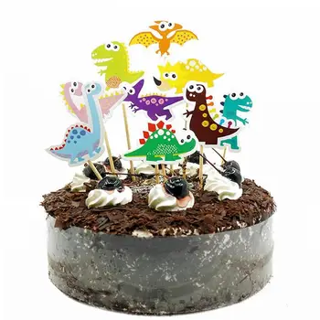 9pcs/set Happy Birthday cake vňaťou Cartoon Dinosaura Pre Chlid svadobné pečenie supplise dekorácie Top vlajka cupcake strany de C0L0