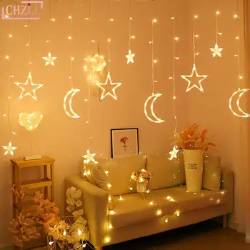 CHZLL 3,5 m Mesiac, Hviezdy, Šťastný Eid Muburak Osvetlenie, Dekorácie Svadobných Doplnkov Ramadánu Dekoroch pre Domáce Islam Moslimská Strana Dodávky