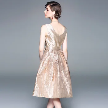 2019 Dráhy Dizajnér Party Šaty Luxusné Ženy ťažké ručné Výšivky flóry Bodycon Midi Šaty, Sexy Dovolenku Šaty bez rukávov