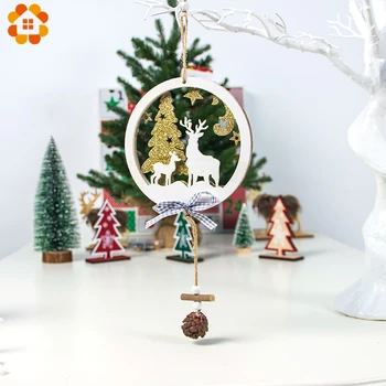 1PC DIY Tvorivé Vianočné Drevené Snowflake Jeleň Pinecone Prívesky, Ozdoby Visí Darčekov, Vianočný Stromček, Ozdoby, Dekorácie