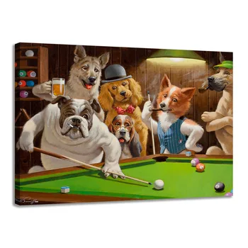 Moderné High Definition Plátno Tlač Pes Hrá Biliard Boh Snooker olejomaľba Umenie Domáce Dekorácie Plagát na Plátno na Stenu