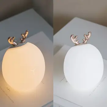 Krásne Králik Jeleň Nočné Svetlo USB Silikónové LED Lampa Bezdrôtový Dotykový Snímač Baby detská Izba Posteli Spálňa Decor Osvetlenie Darček
