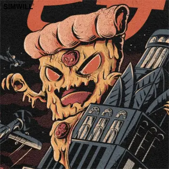 Vintage Horor Pizza Monster T-Tričko Krátky Rukáv Kolo Krku Japonského Manga Kráľ Kaiju Tees Novosti Návrhu Harajuku T-shirt