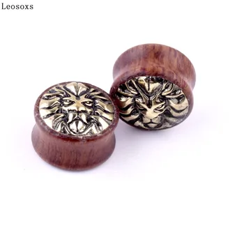 Leosoxs Európskych a Amerických hot predaj lev hlavu dreva ucho rozšírenie dreva ucho pin náušnice, piercing šperkov nové produkty