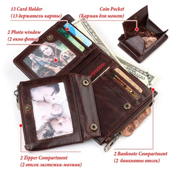 Muži Kožené RFID Peňaženky ID Kreditnej Karty, Mince Držiak na Kabelku Male Vintage Business Spojka Bifold Vrecku Zmeniť Peniaze Skladovanie Peňaženky
