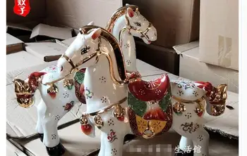 Keramické Kôň Usporiadanie 1 Pár Porcelánu Biele Kone Remeselné Nábor Obývacia Izba Fengshui dekorácie