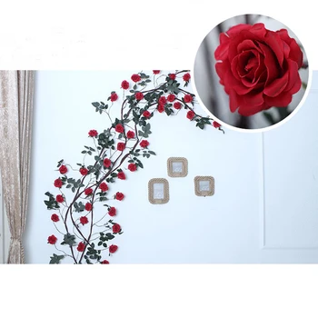 300 cm Dlhý Reťazec Red Rose Umelý Kvet Viniča pre Svadobné party Pozadí Nástenné Závesné Dekorácie Falošné Kvety Ratan
