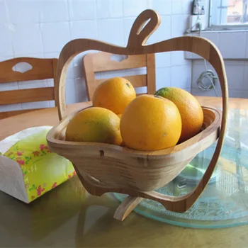 Skladacia Ovocný Kôš kuchyňa úložný košík Ovocia Displeja Modul s možnosťou rozšírenia Skladacie Apple v Tvare Bambusu Kôš Skladovanie Nástroje