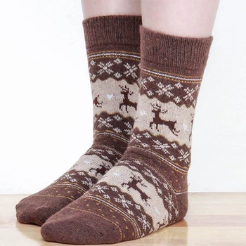 1pair Zimné Ženy Dievča Stargirl Ponožky Teplé Vlny Vianočné Polovici teľa Ponožky Pohodlné Darček