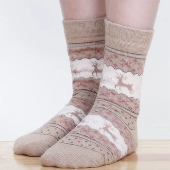1pair Zimné Ženy Dievča Stargirl Ponožky Teplé Vlny Vianočné Polovici teľa Ponožky Pohodlné Darček
