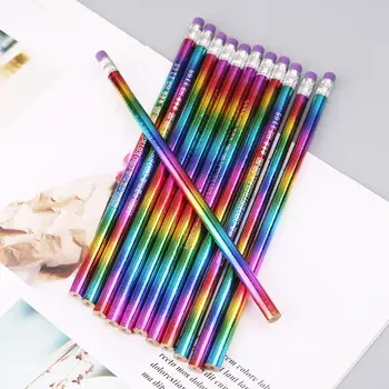 12Pcs Rainbow Ceruzka Dreva, Ochrany Životného prostredia, Svetlé Farby HB Kreslenie, Maľovanie na Ceruzky Školského Úradu Písania Perom
