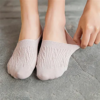 5 Párov Bavlna Ženy Ponožky Pevné Snowflake Softable Zábavné Ponožky Ženy Lete Pevné Hlboké Ústa Zabrániť Náklonu Strata Črievičku Ponožky