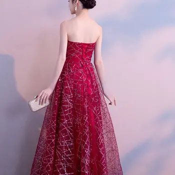 Vestido chino Ženy Prom Šaty, Sexy a očarujúce uzáver Cheongsam Svadobný Večer Čipky Flitrami Plnej Dĺžke Qipao Nevesta 2020