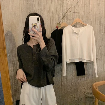 Aby firma ponúka nový článok han edition jamy pletenie ženy dlhý rukáv T-shirt vykresliť bez podšívky horný odev bunda