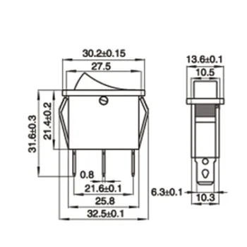 20pcs 50pcs KCD3 30*13 2 Pin 250V 15A Loď Prepínač Bouton Poussoir Kovové Interrupteur Micro Switch
