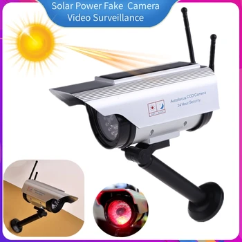 Slnečná energia Falošné Figurína na Simuláciu Fotoaparátu Bliká LED Svetlo Domov Vonkajšie Bezpečnostné kamera CCTV kamerový Dodávky