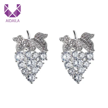 Hroznový tvar stud náušnice s AAA+ cubic zirconia náušnice zirkón svetlo svadobné šperky pre nevestu luxusný dizajn top kvalita