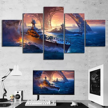Výtlačky Fotografií Domov Wall Art Modulárny Plagát 5 Panel HD západ Slnka Výhľadom na Oceán Scenérie Maľovanie Na Plátno Obývacia Izba Dekor Rámovanie