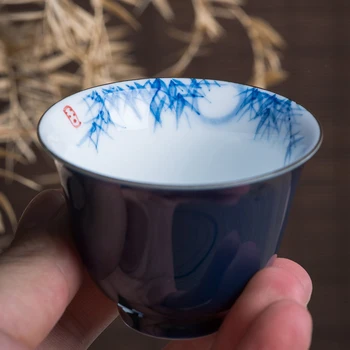 4CM Modrú a Bielu Porcelánovú Šálku Čaju Miske Čaju Nastaviť Teaware Keramické Ručne Čínskej Kung-Fu Pohár Retro Štýl Hrnček Domova