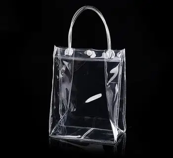 200pcs/lot 10 Veľkosť Transparentné mäkké PVC darček tote balenie vrecia s rukou slučky, priehľadný Plastový kabelka, kozmetická taška