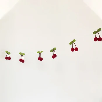 Farebné Cherry Garland Dekorácie (2String x 6.6 Ft) - DIY Ovocie Visí pre Deti Spálne Dekorácie Baby Sprcha Strany Prospech