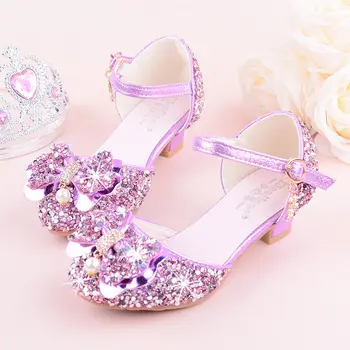 2020 Nové Letné Sandále Dievčatá Flitrami Kvety Pearl Princezná Topánky Mäkké Dno, Ryby Úst Sandále detské Topánky 5-16 Rok