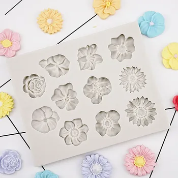 Kvet Silikónové Formy 3D Slnečnice Ruže Daisy Čokoládová Torta Formy DIY Pečenie Strany Cupcake Vňaťou Fondant Cake Zdobenie Nástroj
