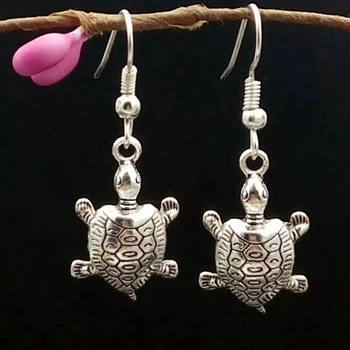 HOT !!! Módne Šperky Náušnice Morská korytnačka Kúzlo Drop Náušnice Prívesok z Tibetského striebra pre ženy darček -33