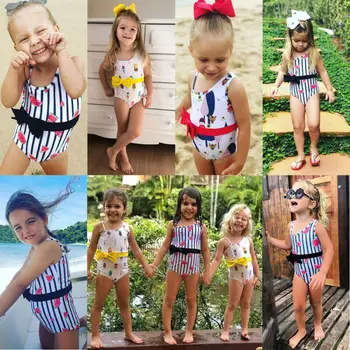 Roztomilý Detský Dievča Leta Plavky 2020 Nové Dieťa Dievčatá bez Rukávov Tlač Bikiny, Plavky, Plávanie Kostýmy jednodielne plavky 1-5T