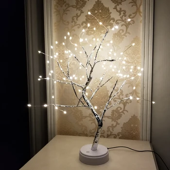 Oheň Strom Svetlo Medený drôt Stolové Lampy, Nočné svetlo 108 LED USB pre Domáce Vnútorné Spálňa Svadobné Party Bar Vianočné Dekorácie