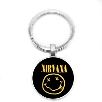 2019 / Móda Nový Hot Rock Band Úsmev Nirvana Keychain Sklo Cabochon Prívesok Prívesok Na Kľúče Šperky Veľkoobchod