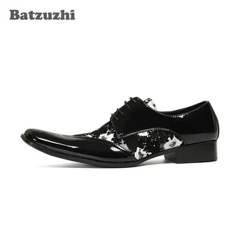 Batzuzhi Luxusné Muž Formálnej Strany Bytov Topánky Formálne Kožené Pánske Šaty Topánky Vintage Kovové Ukázal Prst Chaussure Homme!