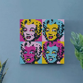 Marilyn Monroeed 4 V 1 Pixel Mozaikové Umenie(48X48) MOC výtvarné Umenie Stavebné Bloky Maľované Pozadia Dekorácie Hobby Hračky Tehál