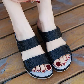 LIHUAMAO ženy papuče kliny dámy listov flip flops vonkajšie bežné pohodlné sandále