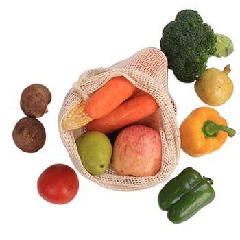2020 Opakovane Bavlna Zeleniny Kuchyňa Taška Domácnosti Ovocia A Zeleniny, Uskladnenie Čistého Vrecka Stroj Umývateľný Ozdobná Šnúrka Na Uniforme 2