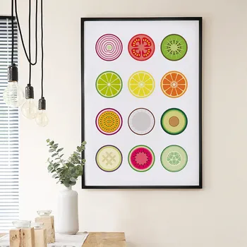 Škandinávsky Štýl Plátno na Maľovanie Cartoon Ovocia a Zeleniny Plagát na Stenu Umenie Fotografie pre Kuchyňa Nordic Domáce Dekorácie