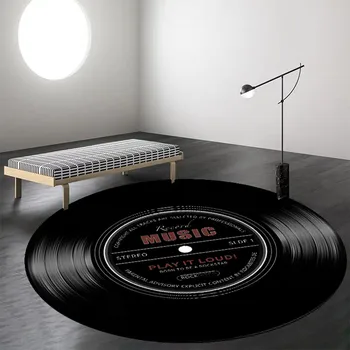 Ouneed Retro móda a osobnosti hudby vinyl kolo non-slip obývacia izba, spálňa stolice rohože tapis salle de bain 80 cm 2020