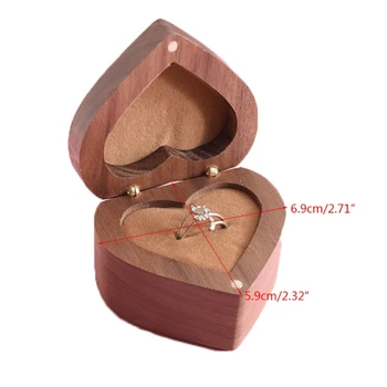 Drevené Krúžok Box pre Svadobné Zásnubný Prsteň Skladovanie Prípade, Podnosy-Drevené Námestie/Srdce Tvar Krúžok Box Dekoračné Šperky Box