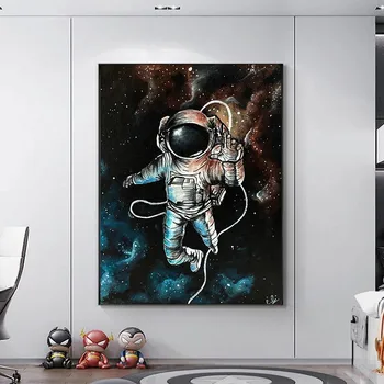 Abstrakt Astronaut Wall Art Plátno na Maľovanie Kreslené Plagáty a Tlačí na Steny Umenie Fotografie pre Obývacia Izba Quadros Domova