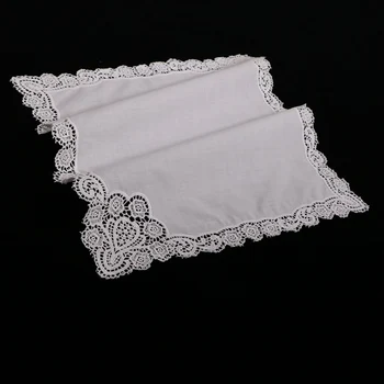 A005-R: Biela premium bavlna čipky vreckovky 12 ks/pack prázdne háčkovanie hankies pre ženy/ladies svadobný dar