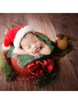 Dieťa Slávnostné Vianočné Hat Novorodenca Fotografie Rekvizity Ručne Pletené Čiapky Čiapočku