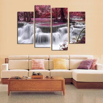 Vodopád krásne scény Plátno na Maľovanie olejomaľba Tlačiť krásne Home Decor Art Stenu Obrázok Pre Obývacia Izba bez rámu