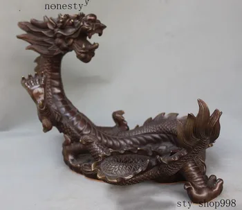 Svadobné dekorácie Čínsky fengshui bronz, Meď Sľubný úspech dragon zviera socha socha