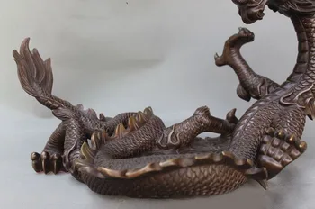 Svadobné dekorácie Čínsky fengshui bronz, Meď Sľubný úspech dragon zviera socha socha