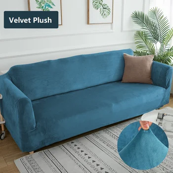 Velvet Plyšové Gauči Kryt pre Obývacia Izba Elastické FurnitureSectional Rohu Nábytok Slipcover pre Zimné L Tvarované Gauči Kryt