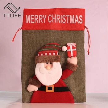 TTLIFE Osobné Vianočné Skladovanie Taška Santa Vrece Vyšívané Darčeková Taška Extra Veľké Vianočné Vianočné bytové Doplnky Vianoce